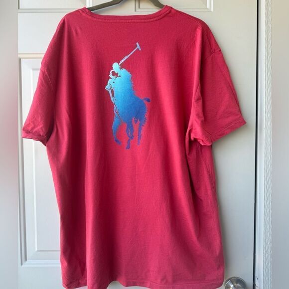 Polo Ralph Lauren Mens Short Sleeve Graphic Tee T-Shirt Polo Print Red XL - Picture 6 of 9